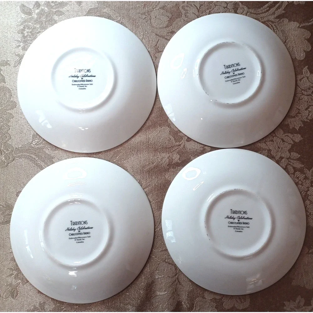 Christopher Radko Traditions Holiday Christmas Celebrations 4 Cup & Saucer Sets